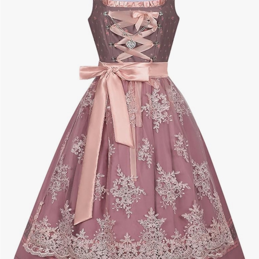 Chic Mauve Lace Dirndl Dress